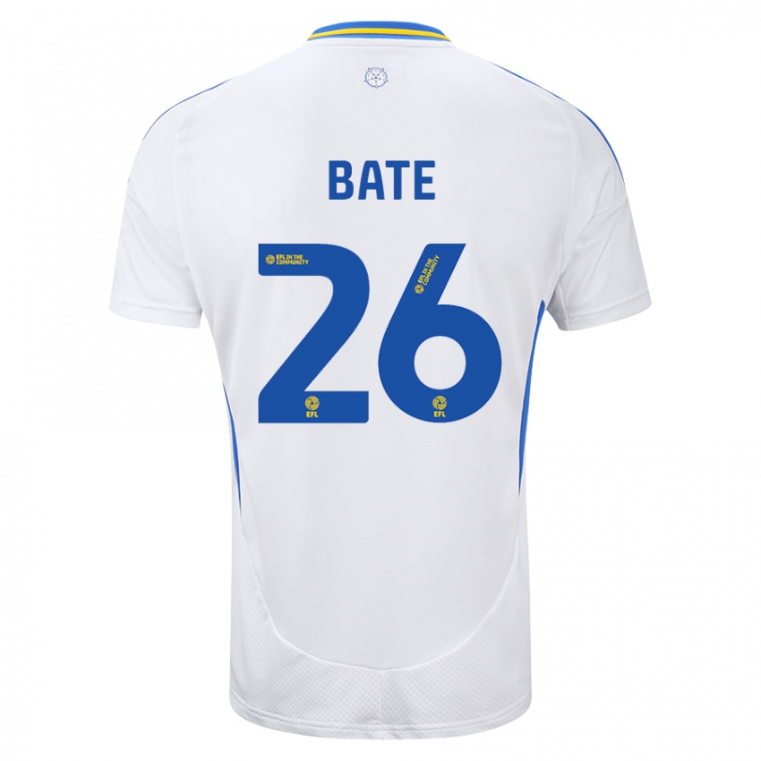 Uomo Maglia Lewis Bate #26 Bianco Blu Kit Gara Home 2024/25 Maglietta