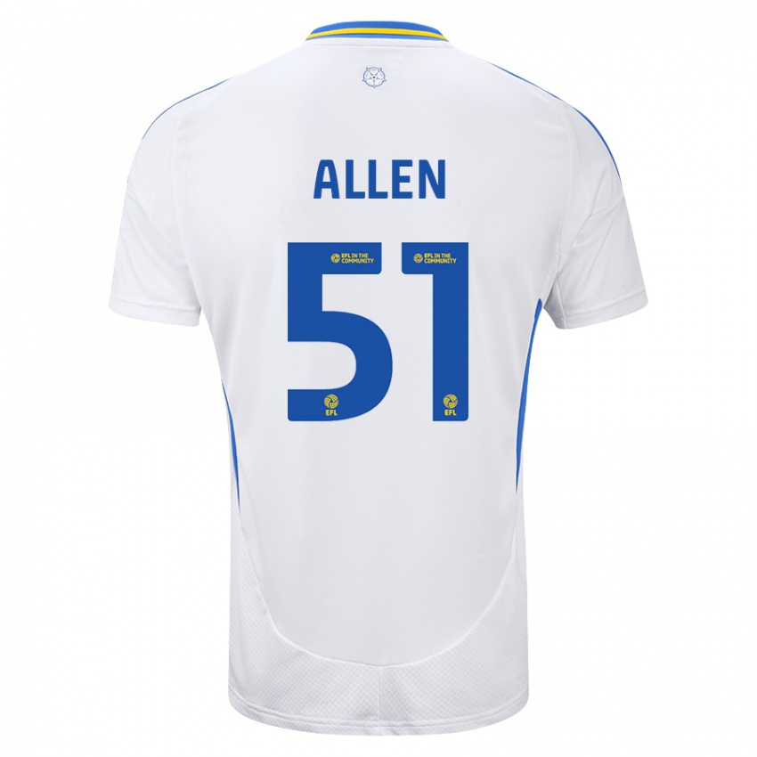 Uomo Maglia Charlie Allen #51 Bianco Blu Kit Gara Home 2024/25 Maglietta