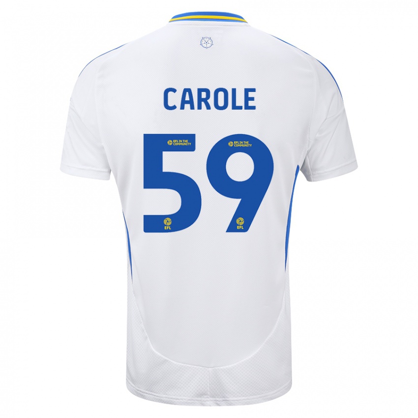 Uomo Maglia Keenan Carole #59 Bianco Blu Kit Gara Home 2024/25 Maglietta