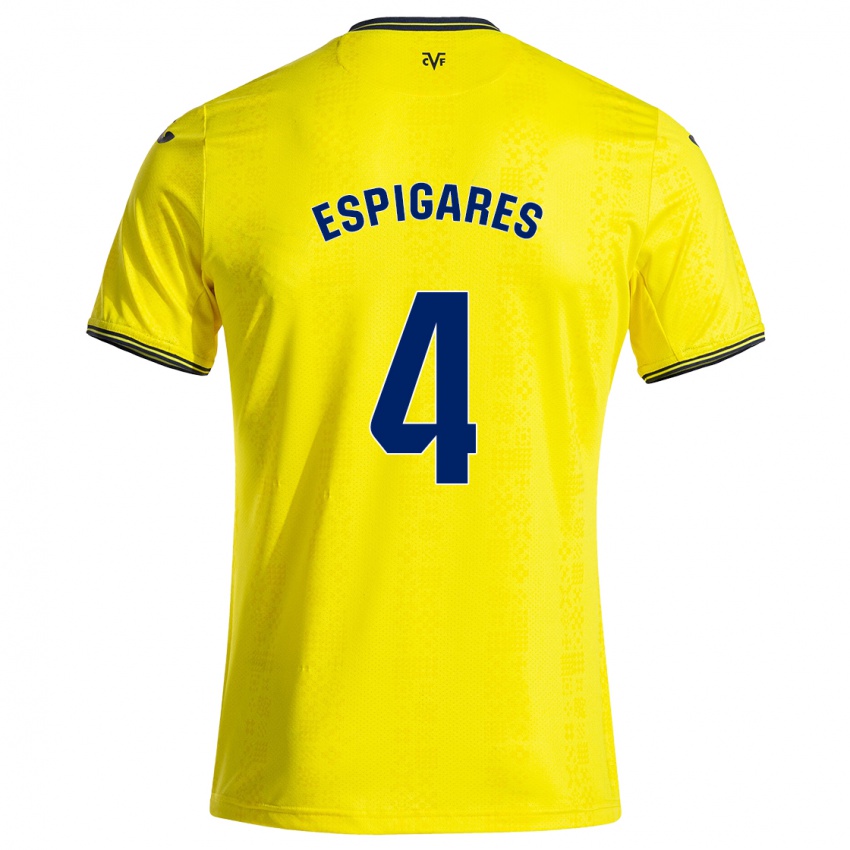 Uomo Maglia Antonio Espigares #4 Giallo Nero Kit Gara Home 2024/25 Maglietta