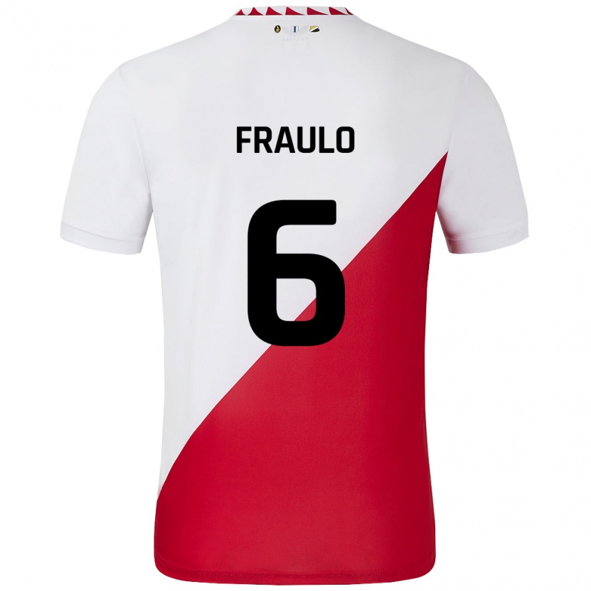 Uomo Maglia Oscar Fraulo #6 Bianco Rosso Kit Gara Home 2024/25 Maglietta