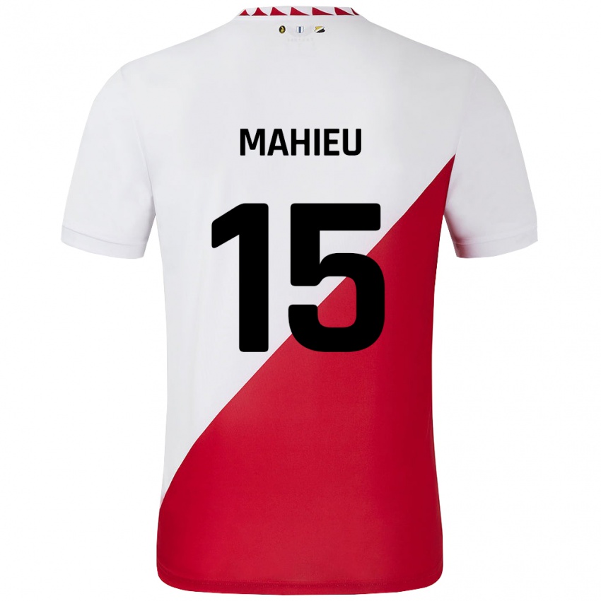 Uomo Maglia Lena Mahieu #15 Bianco Rosso Kit Gara Home 2024/25 Maglietta