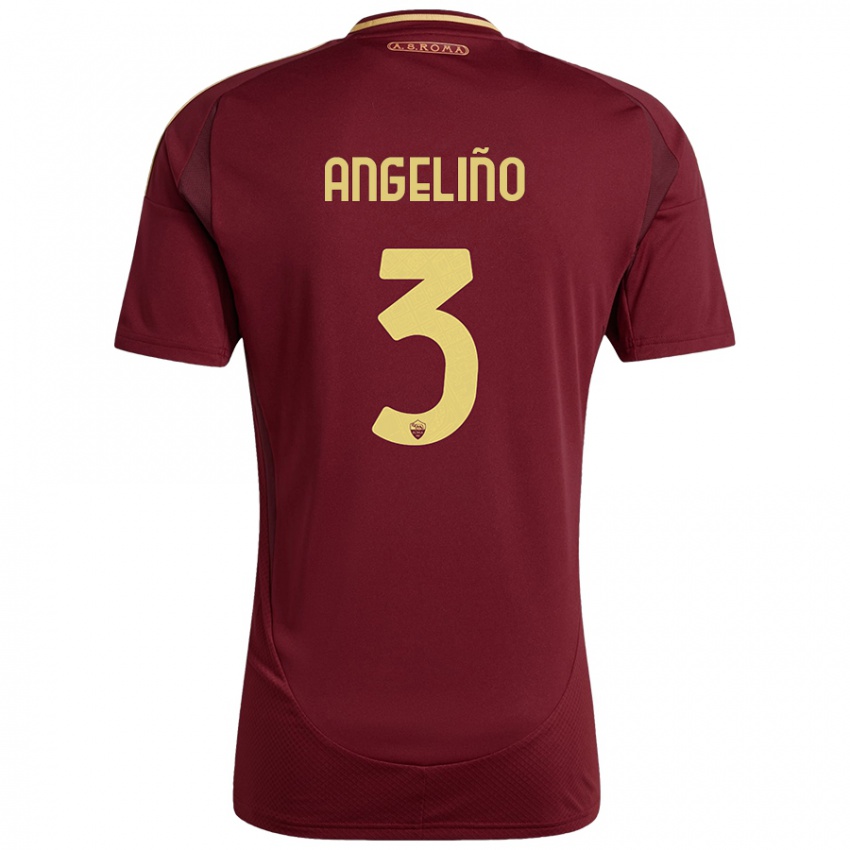 Uomo Maglia Angelino #3 Rosso Marrone Oro Kit Gara Home 2024/25 Maglietta