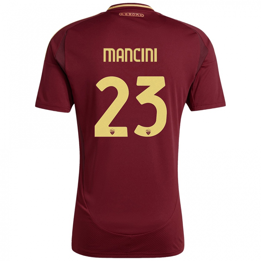 Uomo Maglia Gianluca Mancini #23 Rosso Marrone Oro Kit Gara Home 2024/25 Maglietta