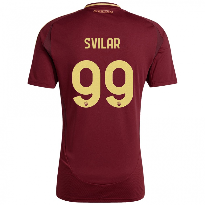 Uomo Maglia Mile Svilar #99 Rosso Marrone Oro Kit Gara Home 2024/25 Maglietta