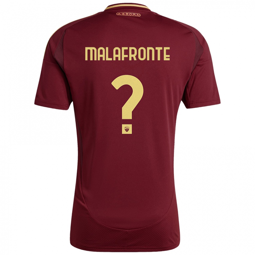 Uomo Maglia Matteo Malafronte #0 Rosso Marrone Oro Kit Gara Home 2024/25 Maglietta