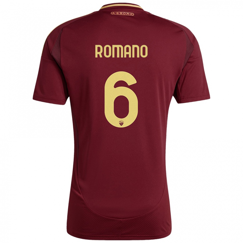 Uomo Maglia Alessandro Romano #6 Rosso Marrone Oro Kit Gara Home 2024/25 Maglietta