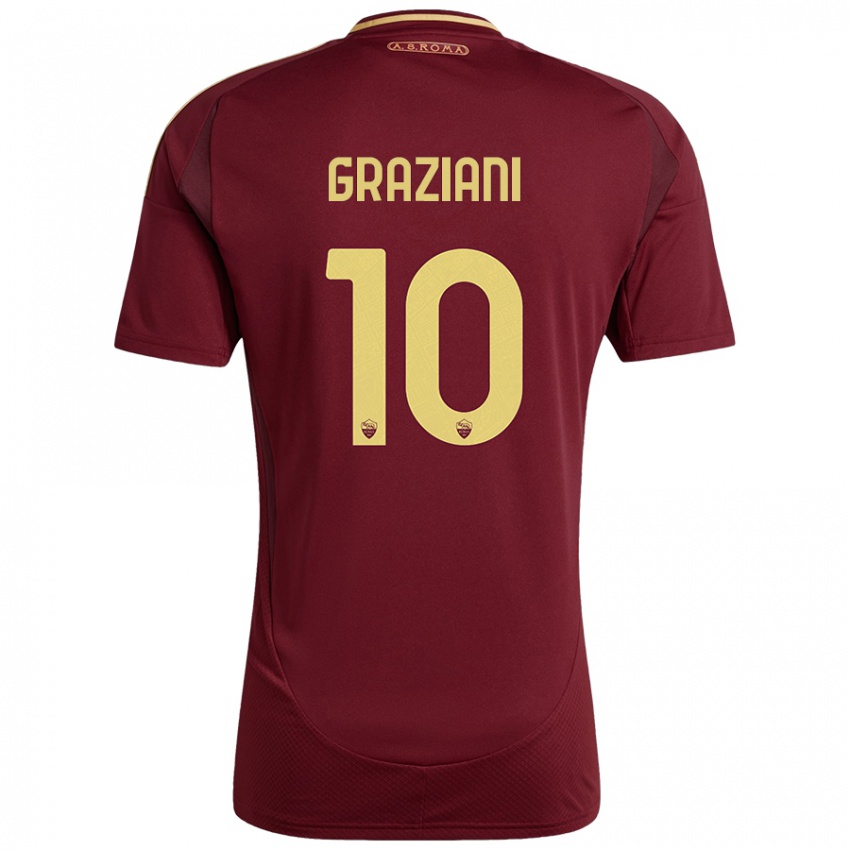 Uomo Maglia Leonardo Graziani #10 Rosso Marrone Oro Kit Gara Home 2024/25 Maglietta