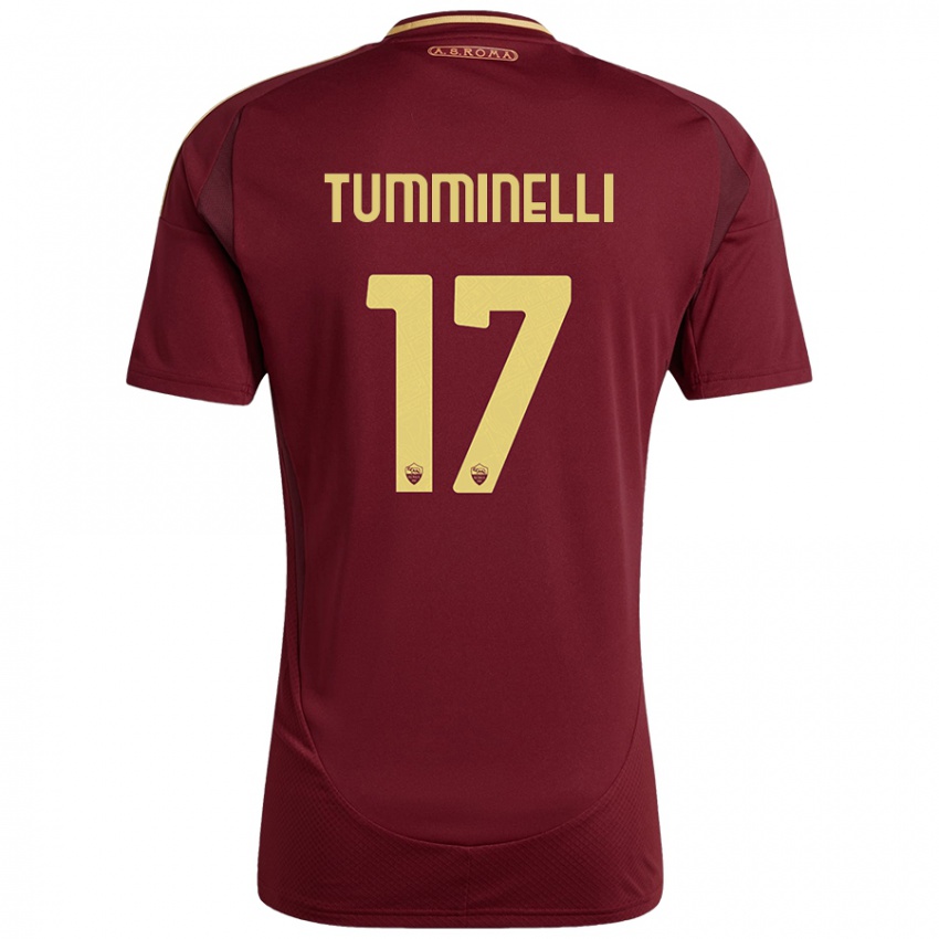 Uomo Maglia Gianmarco Tumminelli #17 Rosso Marrone Oro Kit Gara Home 2024/25 Maglietta