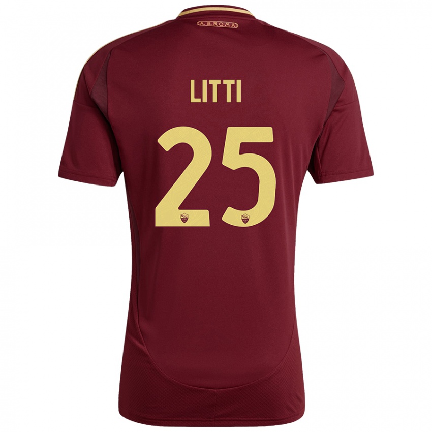 Uomo Maglia Marco Litti #25 Rosso Marrone Oro Kit Gara Home 2024/25 Maglietta