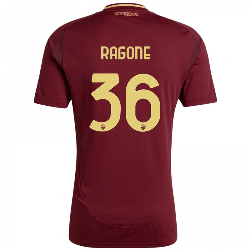 Uomo Maglia Diego Ragone #36 Rosso Marrone Oro Kit Gara Home 2024/25 Maglietta