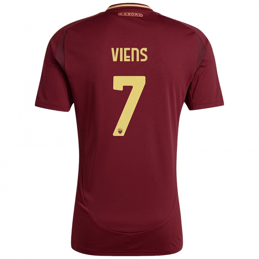 Uomo Maglia Evelyne Viens #7 Rosso Marrone Oro Kit Gara Home 2024/25 Maglietta