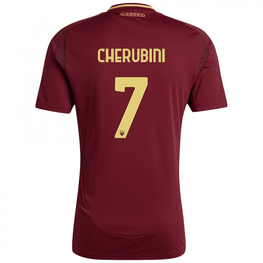 Uomo Maglia Luigi Cherubini #7 Rosso Marrone Oro Kit Gara Home 2024/25 Maglietta