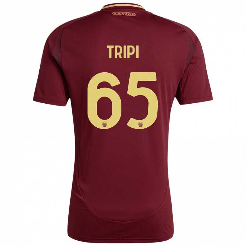 Uomo Maglia Filippo Tripi #65 Rosso Marrone Oro Kit Gara Home 2024/25 Maglietta