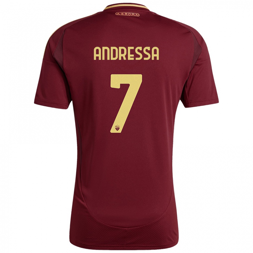 Uomo Maglia Andressa #7 Rosso Marrone Oro Kit Gara Home 2024/25 Maglietta