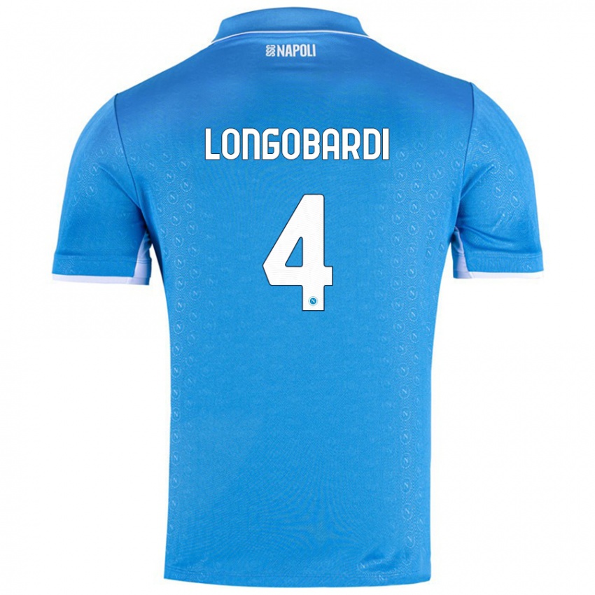 Uomo Maglia Salvatore Longobardi #4 Azzurro Cielo Kit Gara Home 2024/25 Maglietta