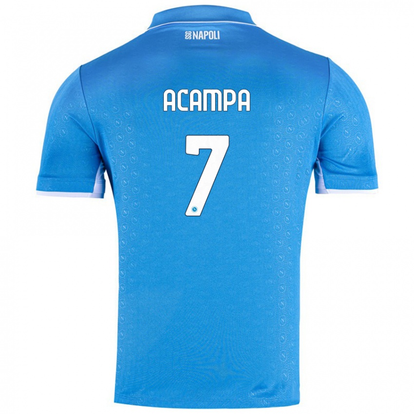 Uomo Maglia Davide Acampa #7 Azzurro Cielo Kit Gara Home 2024/25 Maglietta