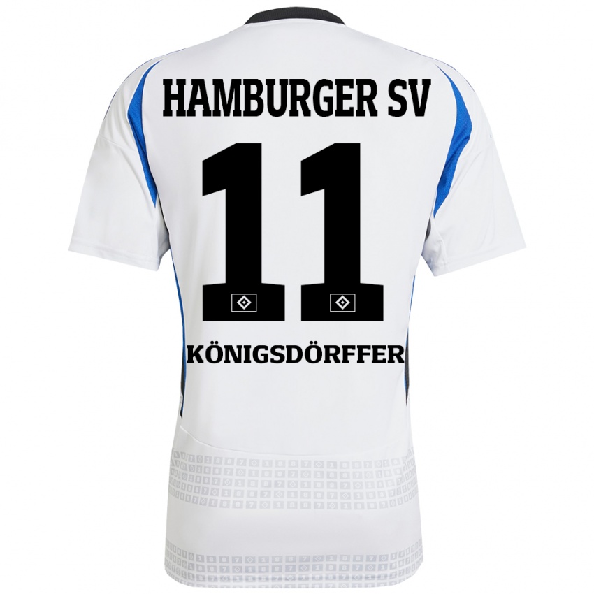 Uomo Maglia Ransford Königsdörffer #11 Bianco Blu Kit Gara Home 2024/25 Maglietta