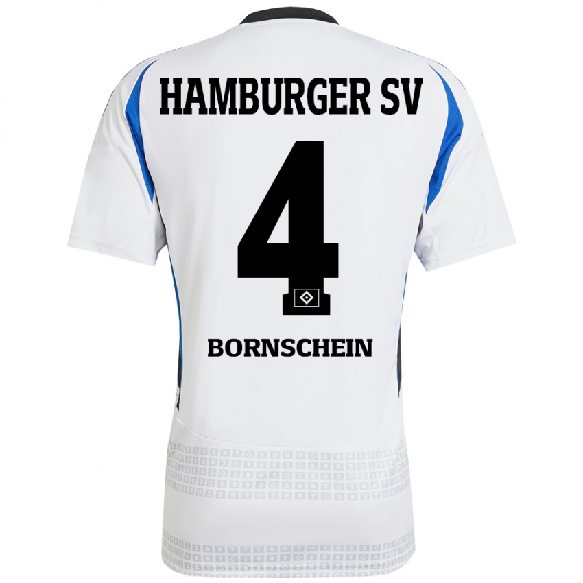 Uomo Maglia Lukas Bornschein #4 Bianco Blu Kit Gara Home 2024/25 Maglietta