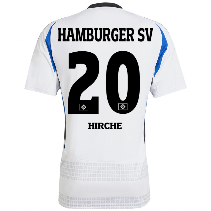 Uomo Maglia Emilia Hirche #20 Bianco Blu Kit Gara Home 2024/25 Maglietta