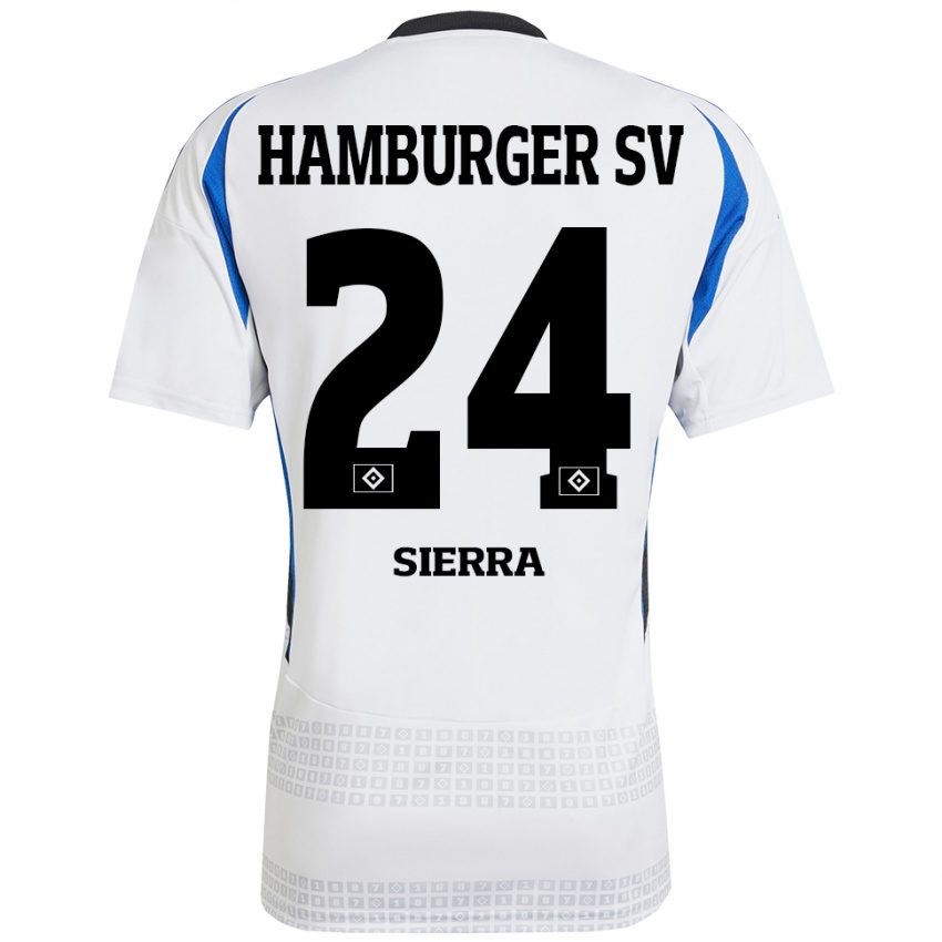 Uomo Maglia Almudena Sierra #24 Bianco Blu Kit Gara Home 2024/25 Maglietta