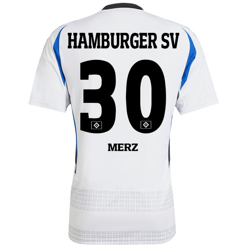 Uomo Maglia Selma Merz #30 Bianco Blu Kit Gara Home 2024/25 Maglietta