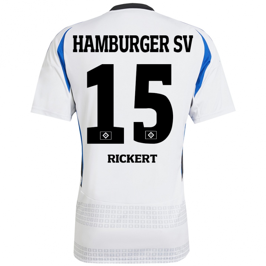 Uomo Maglia Manja Rickert #15 Bianco Blu Kit Gara Home 2024/25 Maglietta