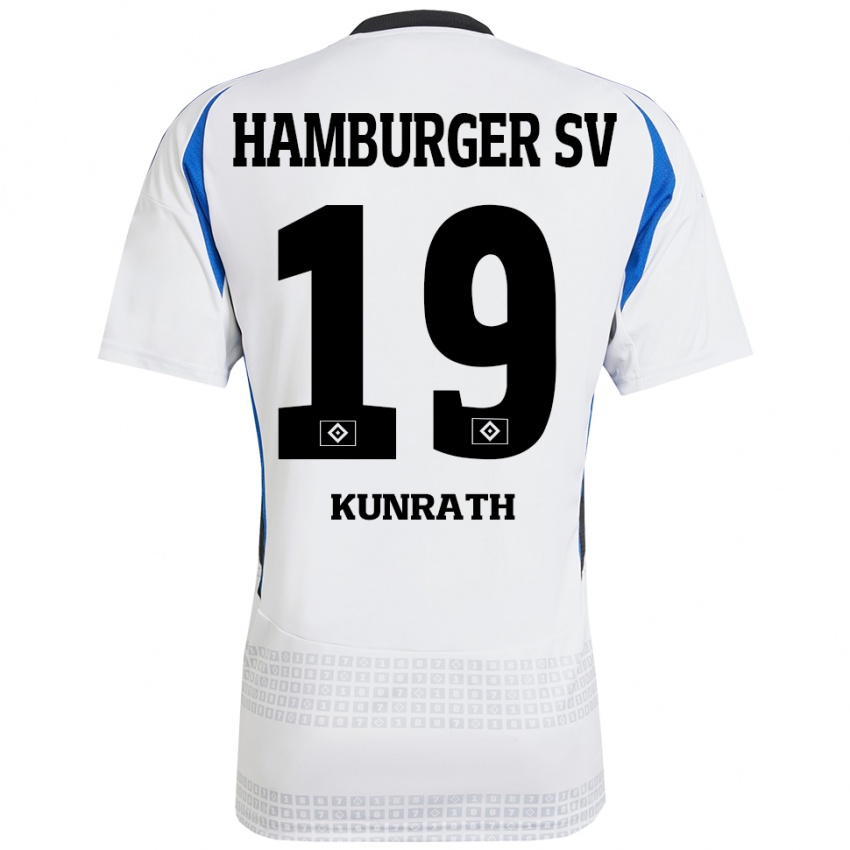 Uomo Maglia Lina Kunrath #19 Bianco Blu Kit Gara Home 2024/25 Maglietta