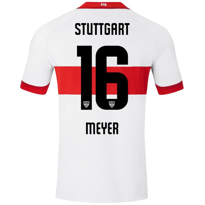 Uomo Maglia Jordan Meyer #16 Bianco Rosso Kit Gara Home 2024/25 Maglietta