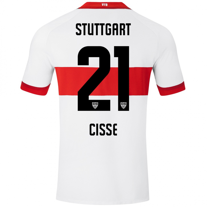 Uomo Maglia Moussa Cissé #21 Bianco Rosso Kit Gara Home 2024/25 Maglietta