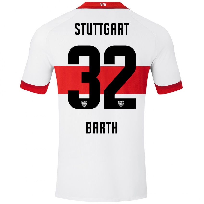 Uomo Maglia Tom Barth #32 Bianco Rosso Kit Gara Home 2024/25 Maglietta