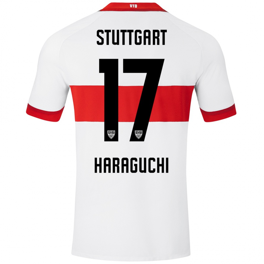 Uomo Maglia Genki Haraguchi #17 Bianco Rosso Kit Gara Home 2024/25 Maglietta