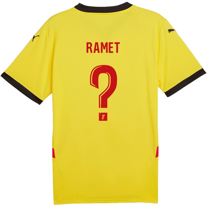 Uomo Maglia Simon Ramet #0 Giallo Rosso Kit Gara Home 2024/25 Maglietta