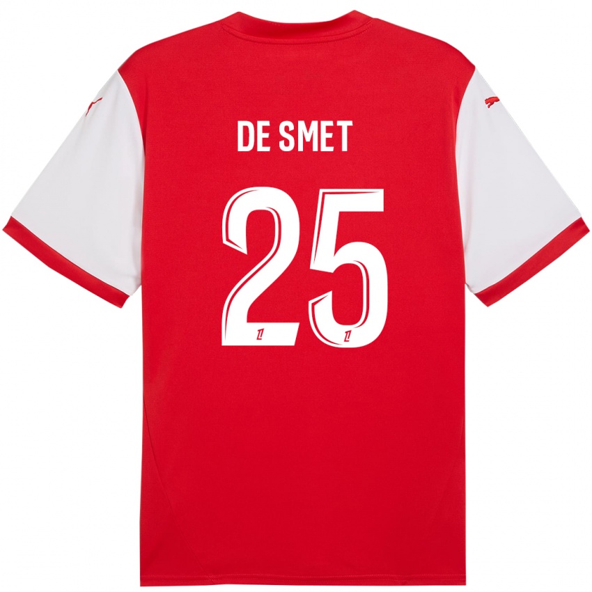 Uomo Maglia Thibault De Smet #25 Rosso Bianco Kit Gara Home 2024/25 Maglietta