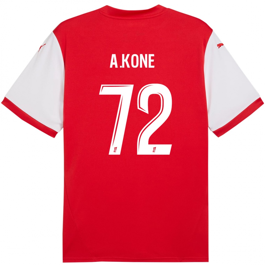 Uomo Maglia Amadou Koné #72 Rosso Bianco Kit Gara Home 2024/25 Maglietta