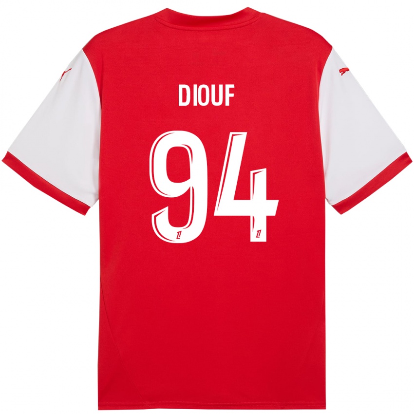 Uomo Maglia Yehvann Diouf #94 Rosso Bianco Kit Gara Home 2024/25 Maglietta