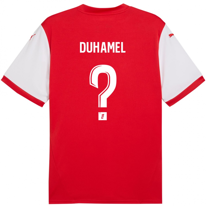 Uomo Maglia Lino Duhamel #0 Rosso Bianco Kit Gara Home 2024/25 Maglietta