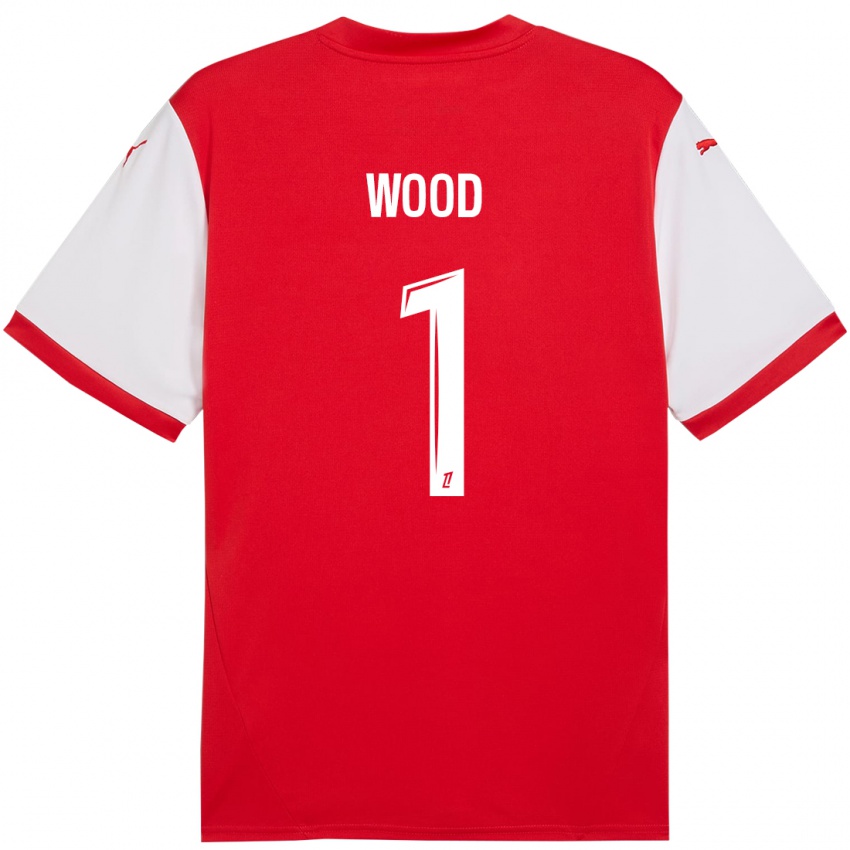 Uomo Maglia Mackenzie Wood #1 Rosso Bianco Kit Gara Home 2024/25 Maglietta