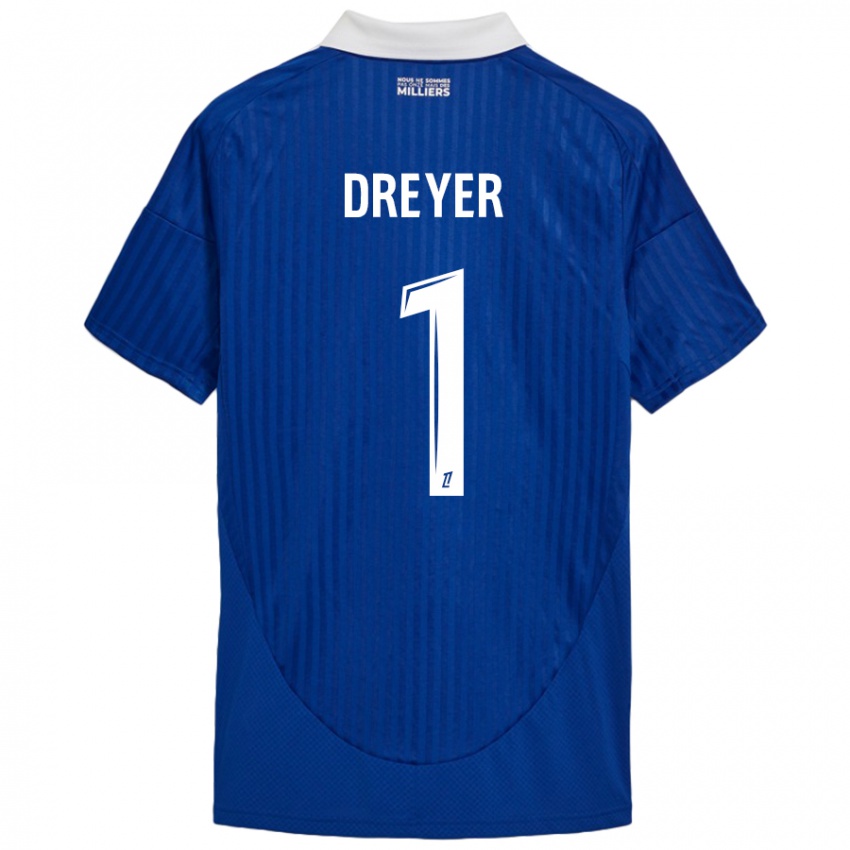 Uomo Maglia Matthieu Dreyer #1 Blu Bianco Kit Gara Home 2024/25 Maglietta