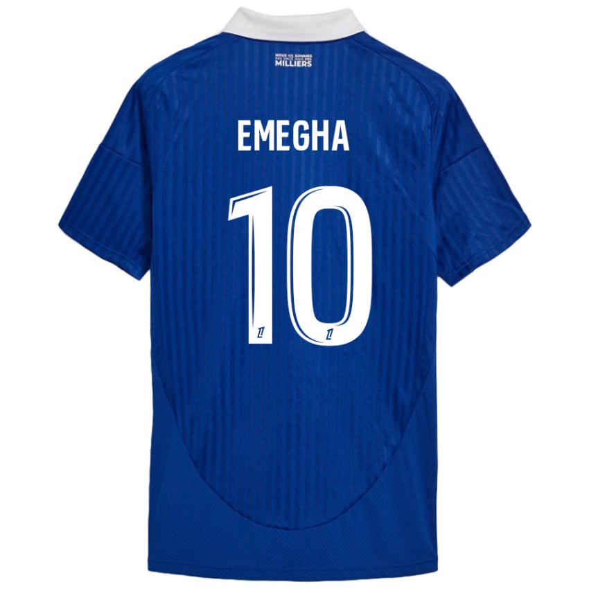 Uomo Maglia Emanuel Emegha #10 Blu Bianco Kit Gara Home 2024/25 Maglietta