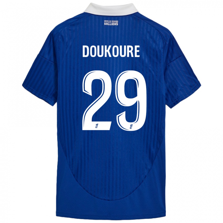 Uomo Maglia Ismaël Doukouré #29 Blu Bianco Kit Gara Home 2024/25 Maglietta