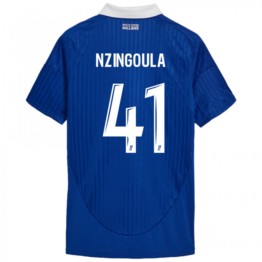 Uomo Maglia Rabby Nzingoula #41 Blu Bianco Kit Gara Home 2024/25 Maglietta