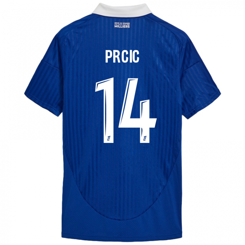 Uomo Maglia Sanjin Prcic #14 Blu Bianco Kit Gara Home 2024/25 Maglietta