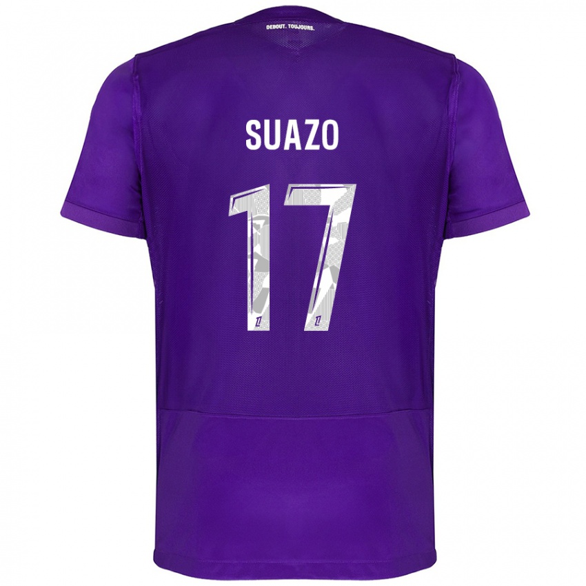 Uomo Maglia Gabriel Suazo #17 Viola Bianco Kit Gara Home 2024/25 Maglietta