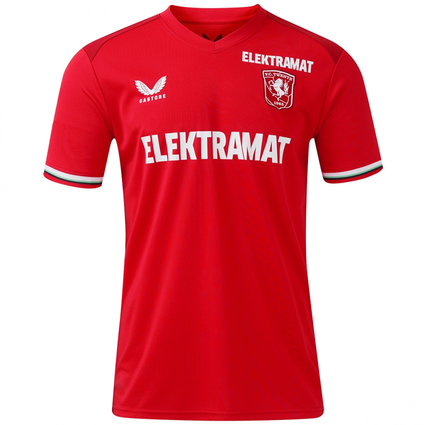 Uomo Maglia Jeppe Wijnreder #0 Rosso Bianco Kit Gara Home 2024/25 Maglietta