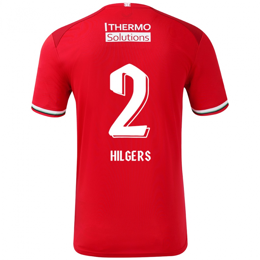 Uomo Maglia Mees Hilgers #2 Rosso Bianco Kit Gara Home 2024/25 Maglietta