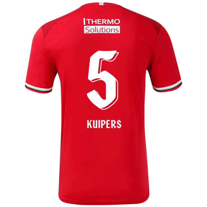 Uomo Maglia Bas Kuipers #5 Rosso Bianco Kit Gara Home 2024/25 Maglietta