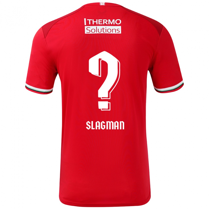 Uomo Maglia Thom Slagman #0 Rosso Bianco Kit Gara Home 2024/25 Maglietta