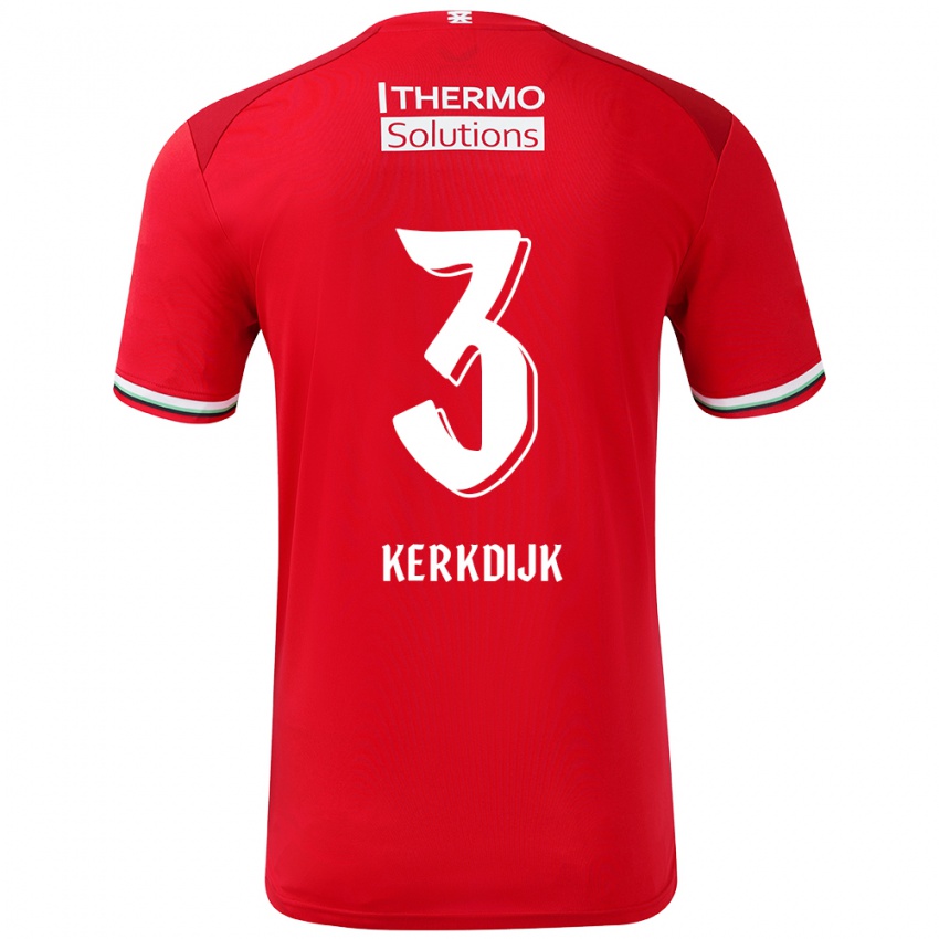 Uomo Maglia Danique Kerkdijk #3 Rosso Bianco Kit Gara Home 2024/25 Maglietta