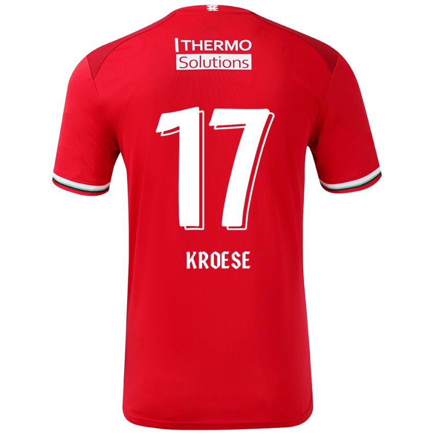 Uomo Maglia Fieke Kroese #17 Rosso Bianco Kit Gara Home 2024/25 Maglietta